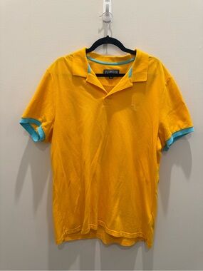 Vilebrequin XL Yellow Polo Shirt with Teal Trim